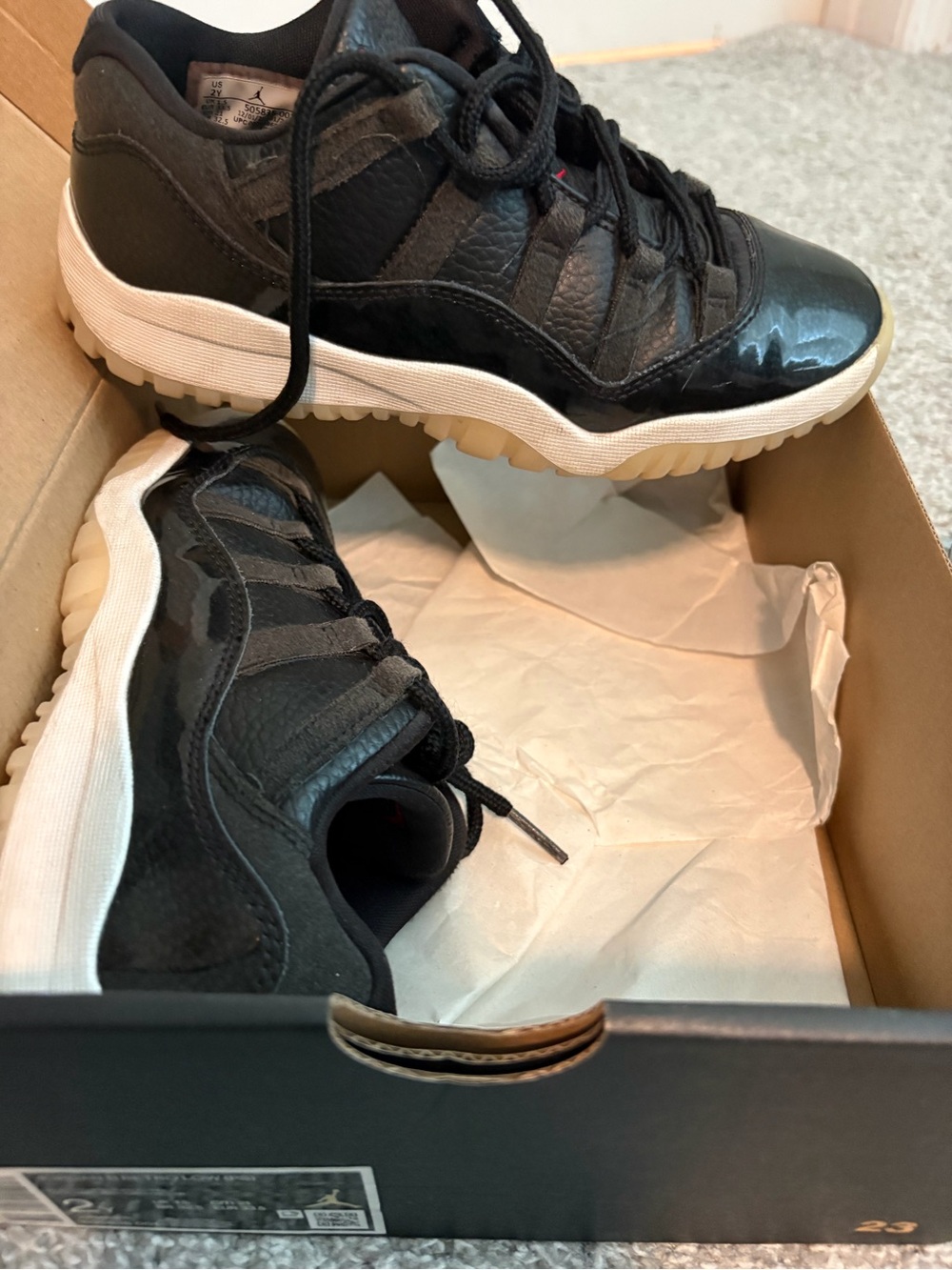Jordan Kids Black and Gum-Soled Low Top Sneakers